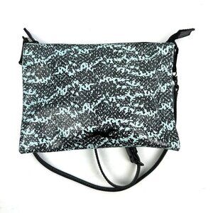 Bimba Y Lola Handbag Teal Black‎ Snakeskin Leather Shoulder Bag Purse Unique